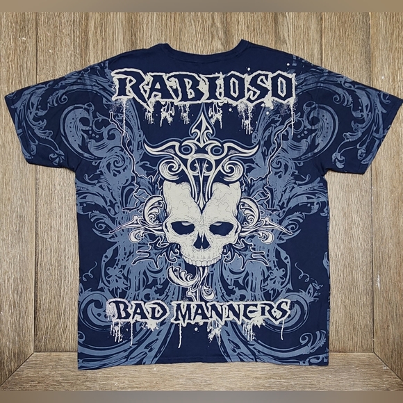 💀 Rabioso Brand Dragon Skull "Bad Manners" Graphic Art Men's T-Shirt XL💀 - Picture 5 of 6